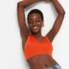 Trendyol Collection Orange fitted Crop Top for Women by Picks for Less