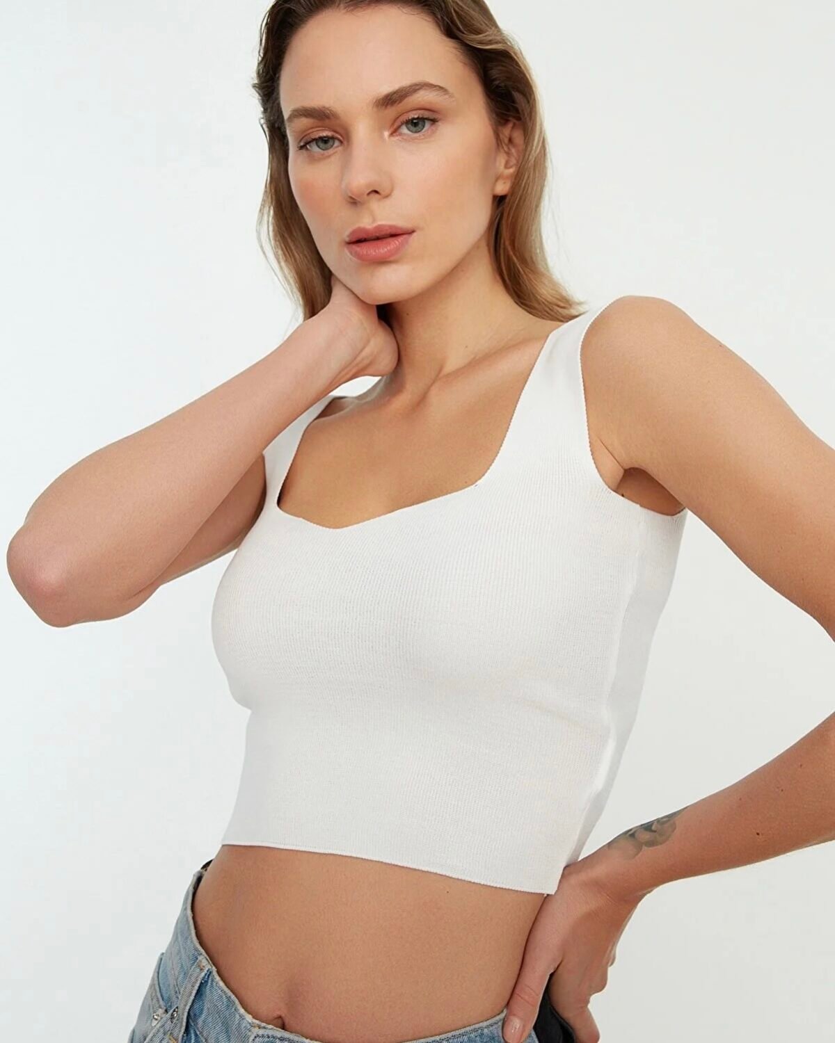 Trendyol Collection White Crop Top for Women by Picks for Less