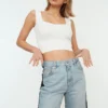 Trendyol Collection White Crop Top for Women by Picks for Less